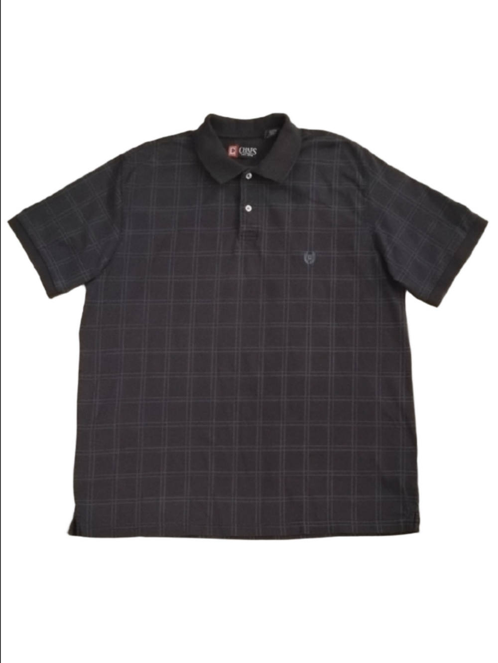 3/$20 Chaps Navy Windowpane Short-Sleeve Polo